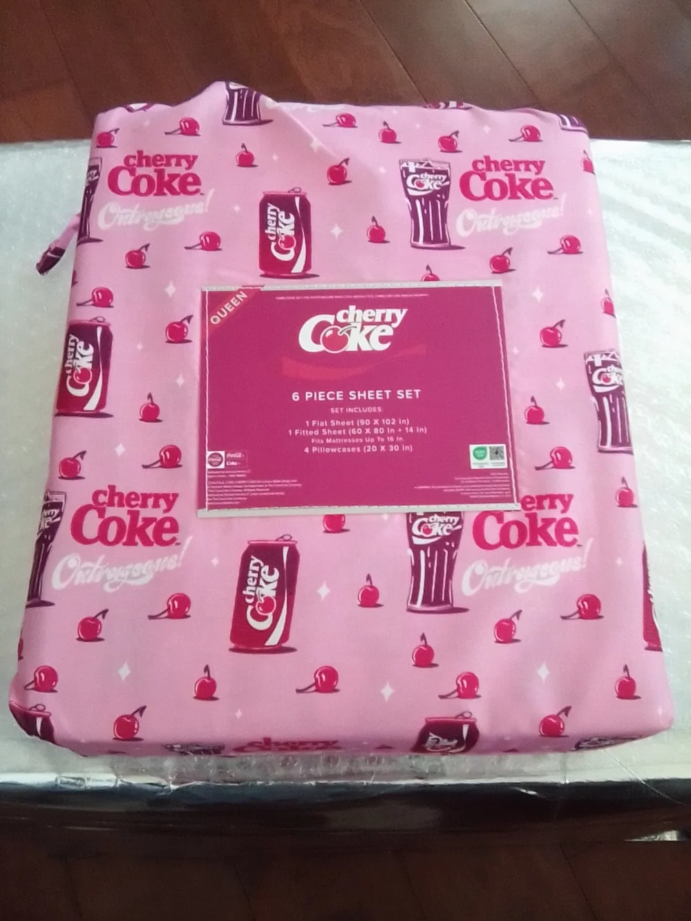 Coca Cola Cherry Coke Pink Printed Home Bedding Sheet Set